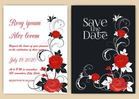 Tarjeta de invitación de boda Marco dibujado a mano floral. vector