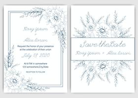 Wedding invitation card Floral hand drawn frame . vector