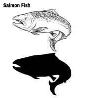 Salmon art highly detailed in line art style. vector