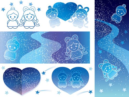 Set of backgrounds and design elements for the Japanese Star Festival.