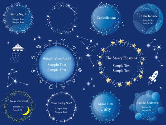 Set of assorted vector star frames.