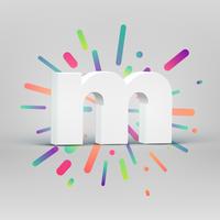 3D character from a fontset with colorful background, vector illustartion