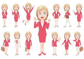 Businesswoman in different poses isolated on white background. 