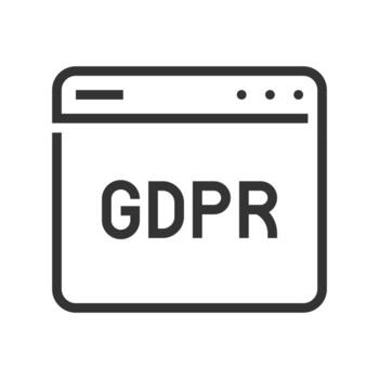 GDPR Icono de regulación de protección de datos general, estilo de línea vector