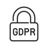 GDPR Icono de regulación de protección de datos general, estilo de línea vector