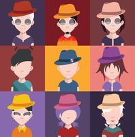 Set of people avatars with backgrounds vector