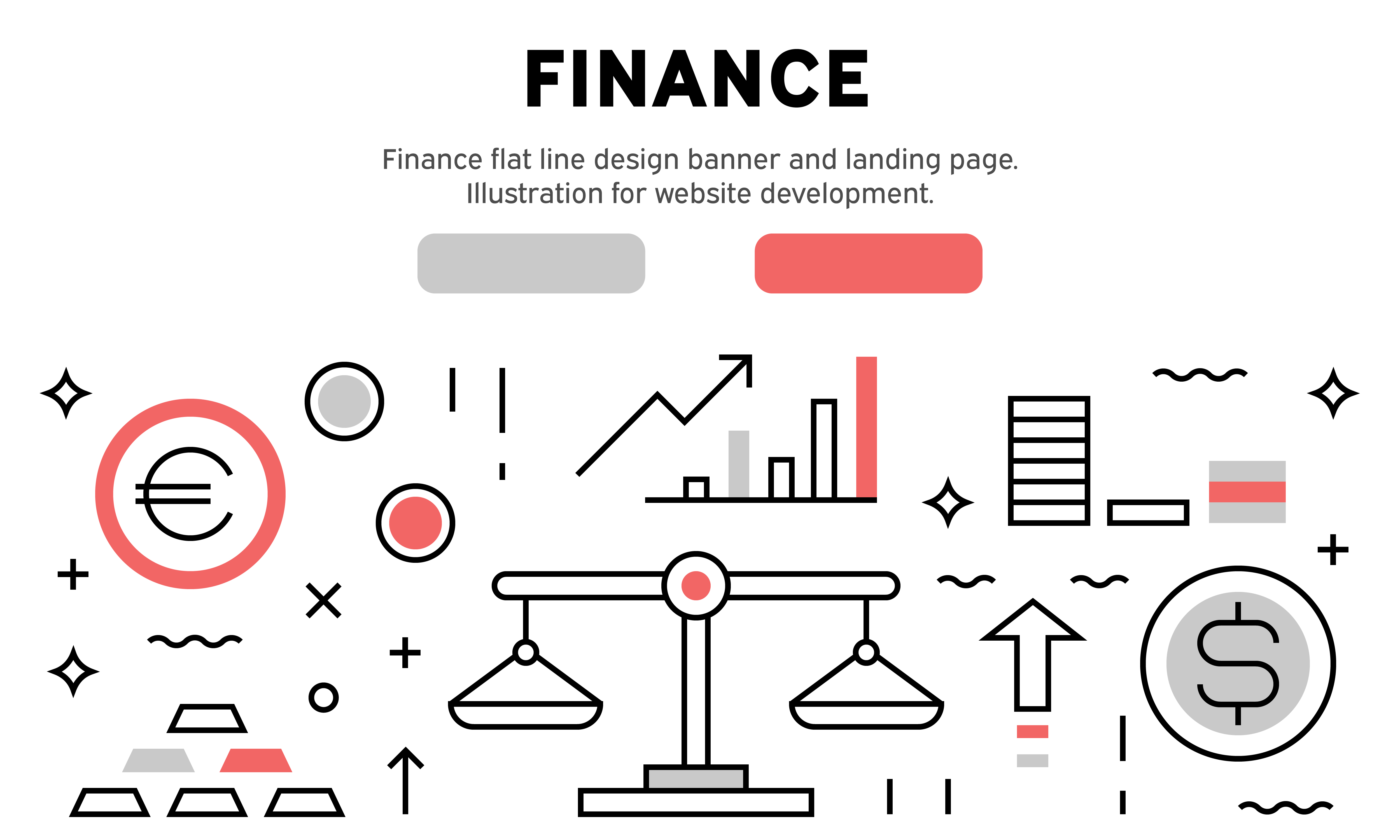 Finance Flat Line Design Banner And Landing Page Illustration For