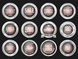 Silver sale labels retro vintage design collection vector