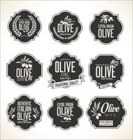 Olive oil retro labels collection vector