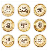 Golden sale labels retro vintage design collection vector