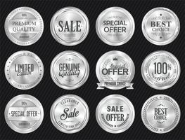 Luxury premium silver badges and labels vector