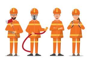 Firefighter or fireman and woman in uniform vector