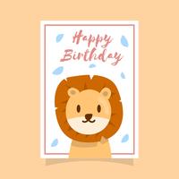 Tarjeta de felicitación del feliz cumpleaños del león vector