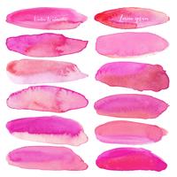 Set of pink watercolor on white background, Brush stroke watercolor, Vector illustration.