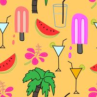 Summer pattern background, Hand drawn tropical pattern, Vector illustration.