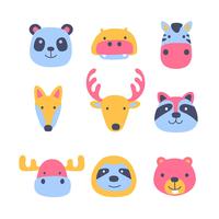 Pet Animal Friends Cartoon Faces Set vector