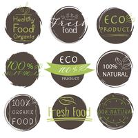 Set of banner ECO product, Natural, Vegan, Organic, Fresh, Healthy food. Vector illustration.