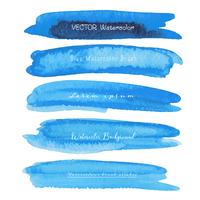 Set of blue watercolor on white background, Brush stroke watercolor, Vector illustration.