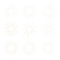 Set of golden sunburst style isolated on white background, Bursting rays vector illustration.