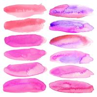 Set of pink watercolor on white background, Brush stroke watercolor, Vector illustration.