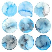 Set of blue watercolor on white background, Brush stroke watercolor, Vector illustration.