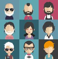 Set of people avatars with backgrounds vector