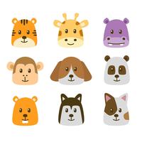 Conjunto de caras de animales vector