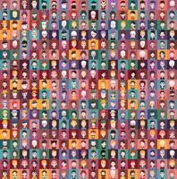 Set of people icons with faces vector