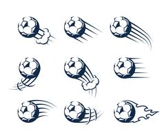 Set of Vector Moving Soccer Balls