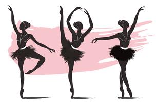 conjunto de bailarina mujer, icono del logo de ballet para la ilustración de vector de ballet escuela danza estudio