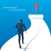 businessman running on the road painting with a paint roller vector. business concept illustration  vector