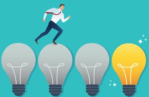 illustration of running businessman on light bulb idea concept vector