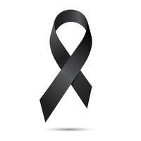 Black awareness ribbon isolate on white background, Vector illustration