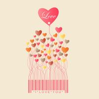 Diseño para el día de San Valentín con el corazón lleno de color crece desde el código de barras, ilustración vectorial vector