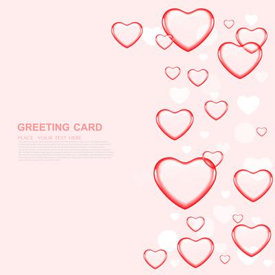 Happy valentine's day love Greeting Card  With Red Heart on Pink  background, Vector Design