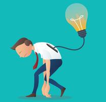 crack light bulb in businessman back, business, symbol of thoughtless or problem in thinking concept vector