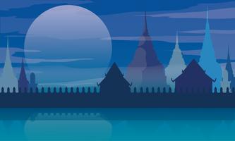 Thailand temple landscape architecture poster vector illustration