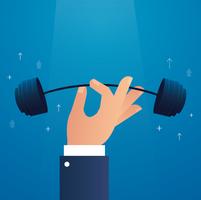 big hand weight lifting vector illustration