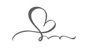 Dibujado a mano corazón signo de amor. Ilustración de vector de caligrafía romántica. Símbolo del icono de Concepn para la camiseta, tarjeta de felicitación, boda del cartel. Elemento plano de diseño del día de san valentín.