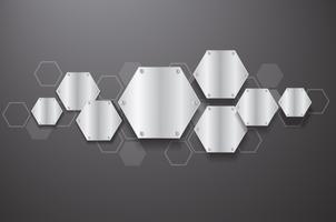 plate metal hexagon and black background vector illustration