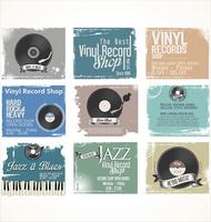 Vinyl record shop retro grunge banner vector