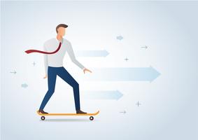 businessman on skateboard and background vector illustration