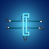 Realistic glowing blue neon charcter, vector illustration