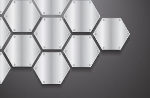 plate metal hexagon and black background vector illustration