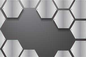 plate metal hexagon and black background vector illustration