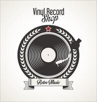 Vinyl record shop retro grunge banner vector