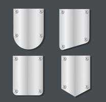 plate metal banner set vector illustration