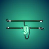 Realistic glowing green neon charcter, vector illustration