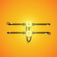 Realistic glowing yellow neon charcter, vector illustration