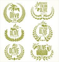 Colección de etiquetas retro de aceite de oliva. vector